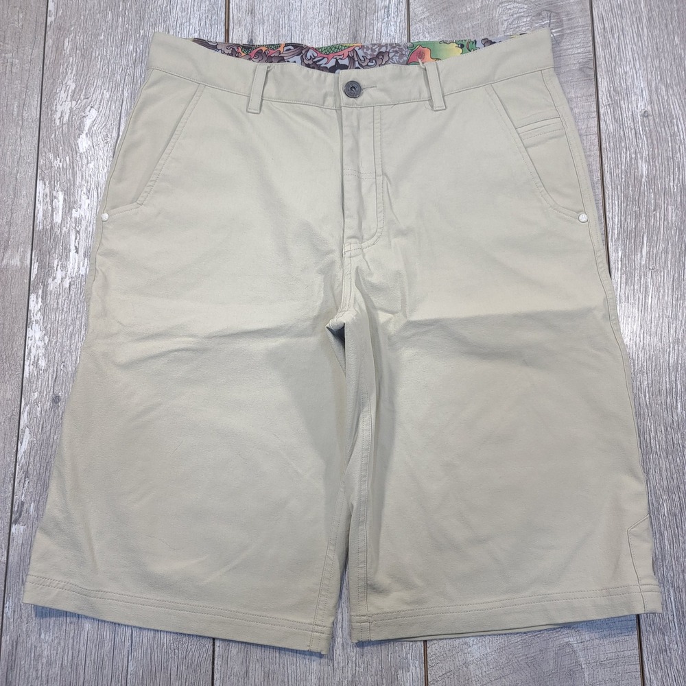 Lululemon Shorts Mens Size 36 Tan Khaki Dragon Print Long Inseam Activewear